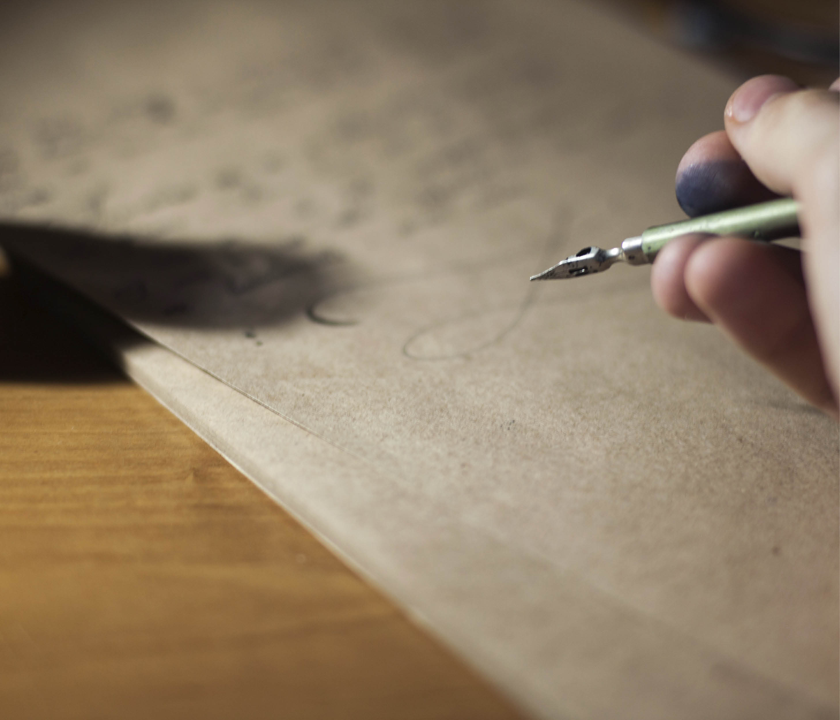 Old style writing letter with quill